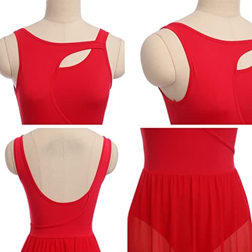 Women's Contemporary Lyrical Dance Costumes - Sleeveless Cut-Out Mesh Tulle Maxi Dress (XS-XL)