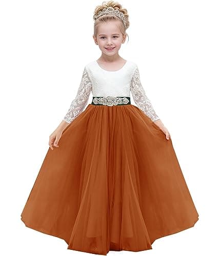 Abaowedding Lace V-Back Flower Girl Dress