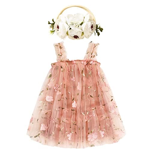 GRNSHTS Toddler Girl Floral Tutu Dress with Headband