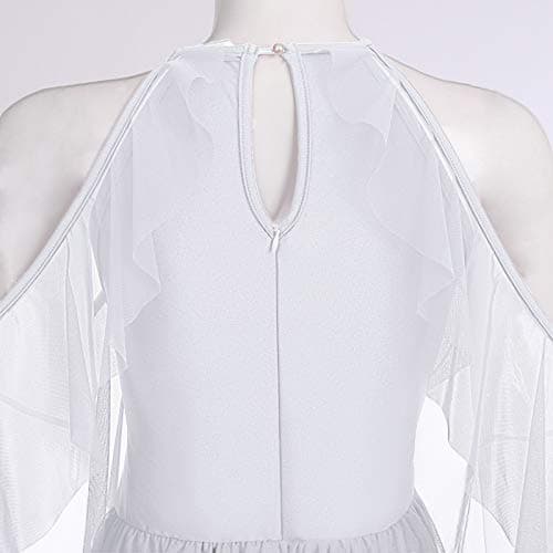 ODASDO Women's Shiny Lyrical Dance Costume with Criss Cross Spaghetti Strap Mesh Tulle