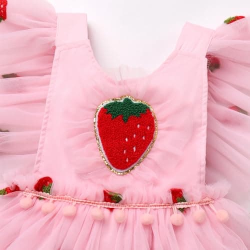 ODASDO Infant Baby Girls Strawberry Flower Dress