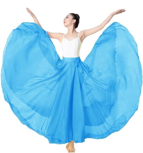 TLMNU Women's Gradient Chiffon Long Swing Skirt for Modern Ballet Performance