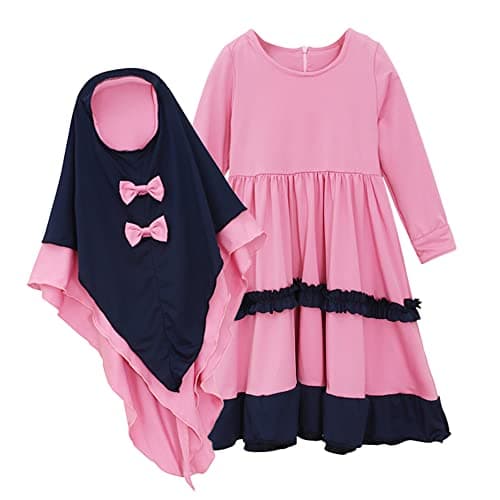 Muslim Girls Abaya with Hijab Set Arabian Robe for Prayer Clothes