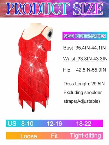 Nicute Women's Sparkly Fringe 1920s Flapper Tango Ballroom Costume