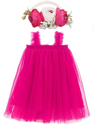 Rainbow Tutu Dress with Flower Headband for Toddlers