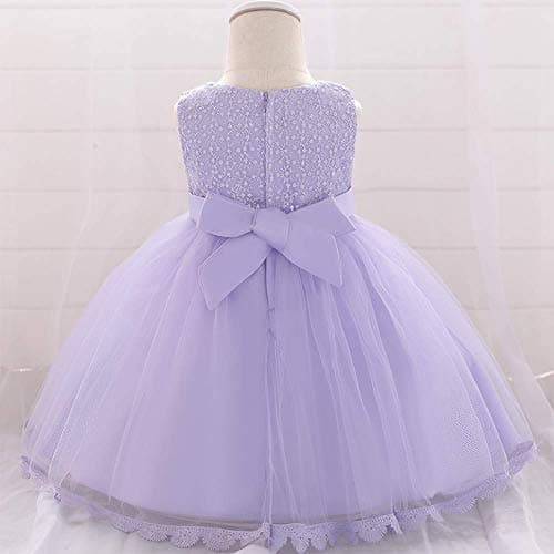OBEEII Toddler Christening Baptism Tutu Dress with Flower Embroidery