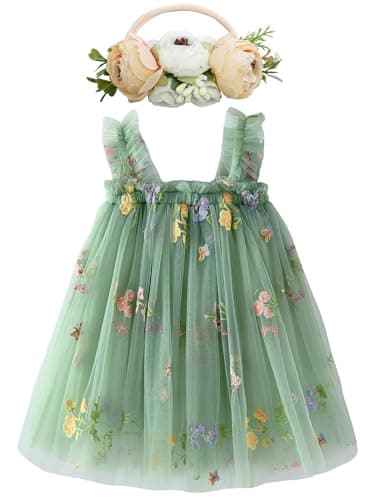 Rainbow Tutu Dress with Flower Headband for Toddlers