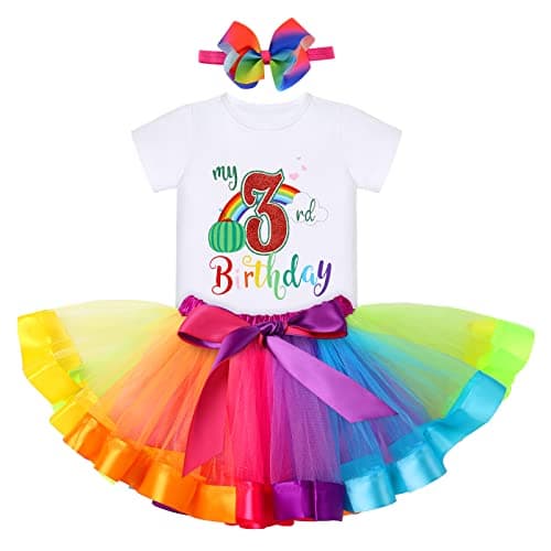 IBTOM CASTLE Watermelon 1st Birthday Rainbow Cake Smash Outfit for Baby Girls