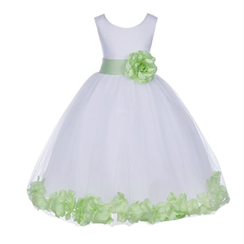 ekidsbridal White Floral Rose Petals Flower Girl Dress