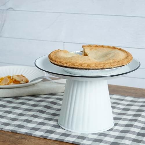 White Enamel Pedestal Tray for Home Decor