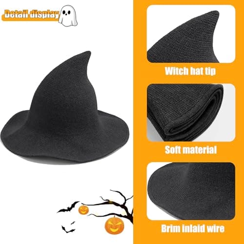 Women's Halloween Witch Hat for Party Costume - Wide Brim Wool Hat