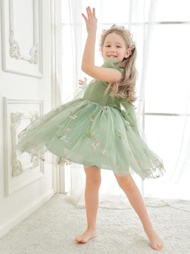 LalaMira Floral Embroidered Toddler Girls Wedding Dress Tulle Photo Shoot