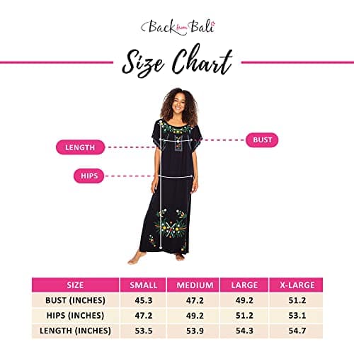 Mexican Embroidered Floral Maxi Dress for Women