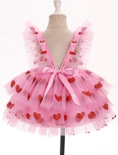 ODASDO Toddler Girl Valentine's Day Love Heart Tutu Romper Dress Set