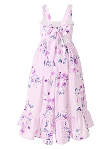 Flofallzique Vintage Floral Maxi Dress for Kids Birthday Parties