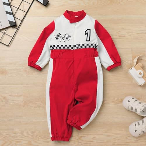 ODASDO Baby Boys & Girls Race Car Driver Jumpsuit 1st & 2nd Birthday Outfits