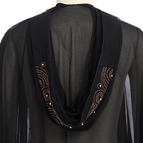 OBEEII Loose Batwing Hooded Beaded Embroidery Abaya Dress for Women
