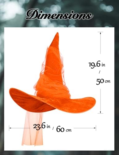 HOMELEX Black Witch Hat for WomenLarge Size Halloween Party Costumewear