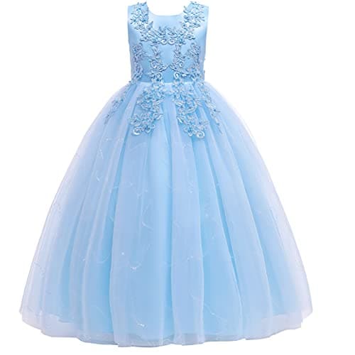 Weileenice Little/Big Girls Lace Bridesmaid Dress