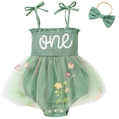 TITKKOP Baby Girl 1st Birthday Tulle Romper Sleeveless Bodysuit Cake Smash Outfits