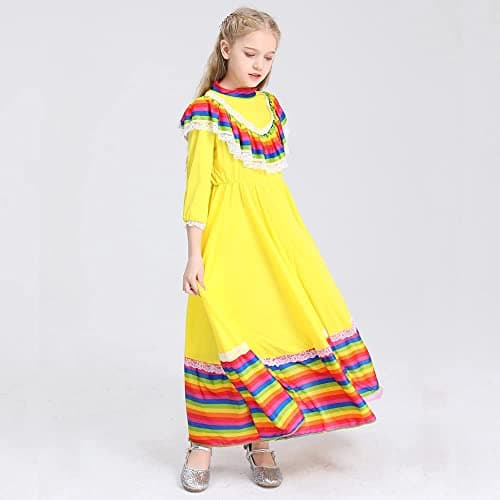 NLZI Traditional Mexican Senorita Dress for Girls Festivals Halloween