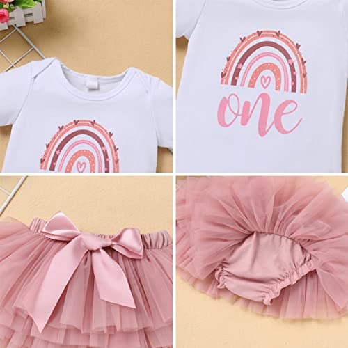 ODASDO Baby Girl Boho Rainbow 1st 2nd Birthday Cake Smash Outfit