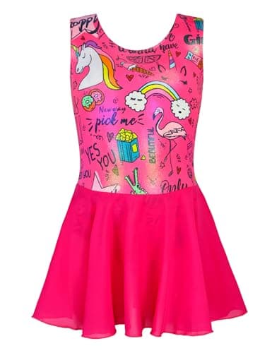 Nokecina Girls' Sparkle Ballet Leotard with Skirt & Dance Dress
