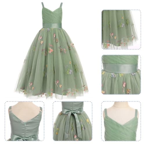 Flower Girls Spaghetti Strap Tulle Maxi Dress