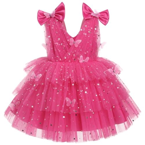 IMEKIS Toddler Girls Rainbow Butterfly Birthday Tutu Dress