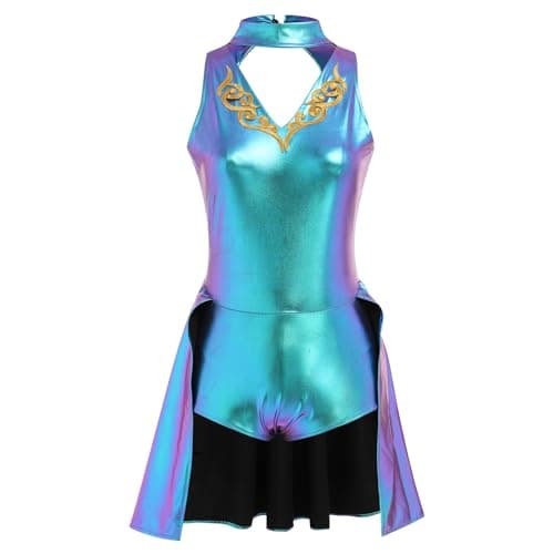 ODASDO Women Trapeze Artist Circus Costume Metallic Jumpsuit