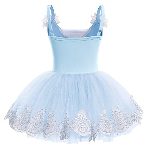 Girls' Ballet Leotard with Tutu Skirt and Sequin Flower Embroidery
