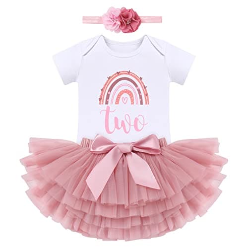 ODASDO Baby Girl Boho Rainbow 1st 2nd Birthday Cake Smash Outfit