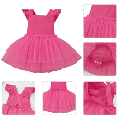 ODASDO Baby Girl First Birthday Cake Smash Tutu Romper with Tiara Headband