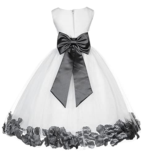 Ekid's Bridal Ivory Tulle Floral Petals Toddler Girl Dress 302T