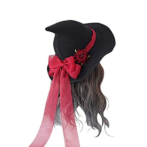 Beisto Halloween Witch Hat with Big Rose BowCosplay Party Ornament