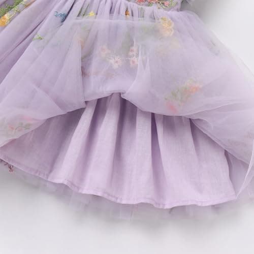 ODASDO Kids Girls Tutu Tulle Ruffle Sleeve Princess Dresses for Birthday Party Occasions