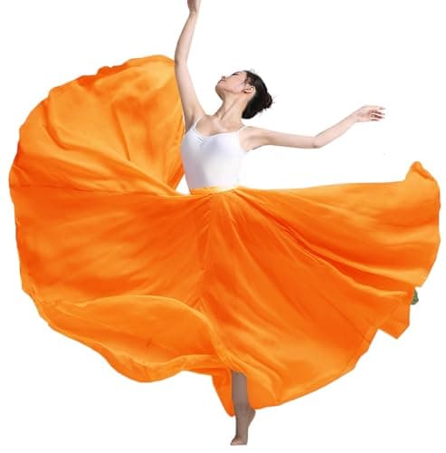 TLMNU Women's Gradient Chiffon Long Swing Skirt for Modern Ballet Performance