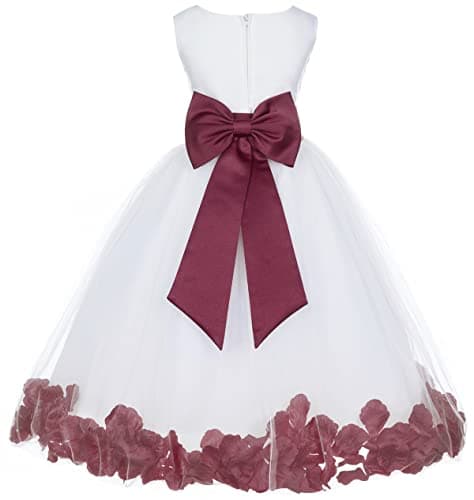Ekid's Bridal Ivory Tulle Floral Petals Toddler Girl Dress 302T
