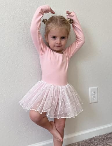Zaclotre Girls Ballet Long Sleeve Leotards with Tutu Skirt Dance Dress
