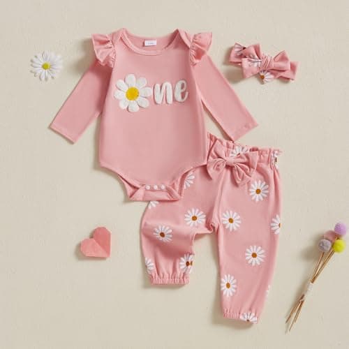 Cevoerf Baby Girl Daisy Theme Birthday Outfit Set