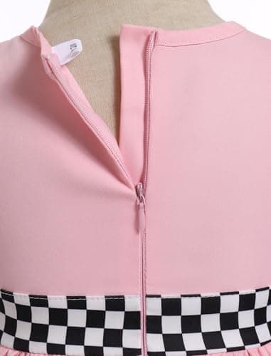 ODASDO Kids' Checkerboard Flutter Sleeve Racing Car Birthday Outfit