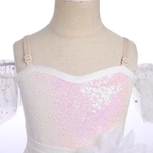 IBAKOM Chiffon Sequin Off-Shoulder Ballet Dress for Girl