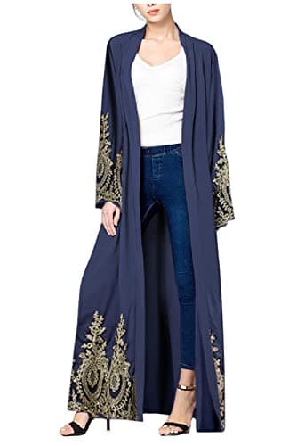 WSPLYSPJY Embroidered Women's Open Abaya Muslim Dress Dubai Kaftan Robe