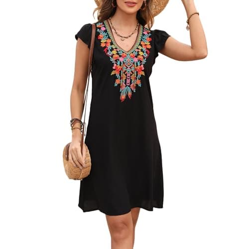 Slim Fit Women's Mexican Embroidered Fiesta Dress