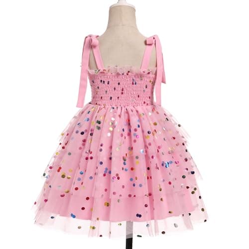 ODASDO Spaghetti Strap Smocked A-line Tutu Dress for Kids