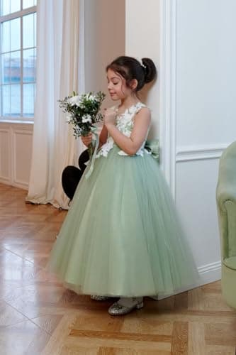 Inpown Lace Applique Tulle Flower Girl Wedding & Bridesmaid Dress