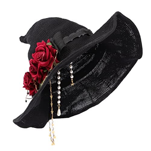 Beisto Halloween Witch Hat with Big Rose BowCosplay Party Ornament