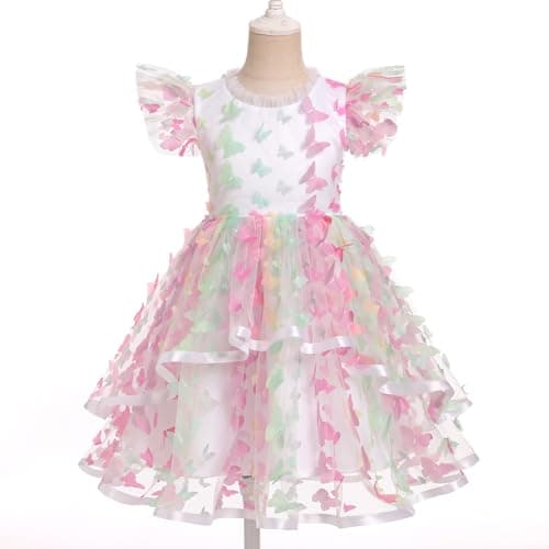 ODASDO Girls A-line Tutu Tulle Ruffle Sleeve Dresses for Birthday Party