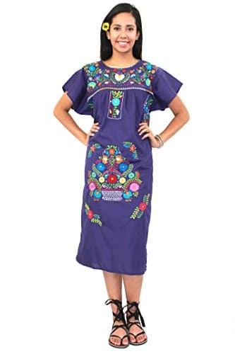 Leos Imports Hand Embroidered Mexican Dress Puebla
