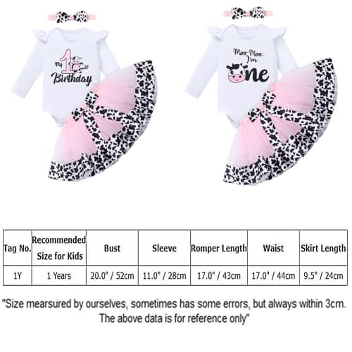 Baby Girl Toddler Kids Farm Animal Cow Theme Birthday Party Outfit
